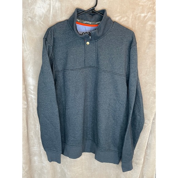 Orvis Quarter Snap‎ Pullover Sweater Mens Medium M Gray Mock Neck Casual - Picture 3 of 9